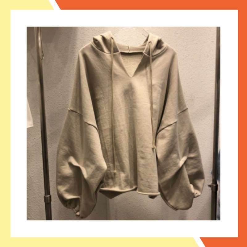 NOEADISTORE BE BTS21 HOODIE WANITA CROP OVERSIZE V NECK BATWING FLEECE LEMBUT KOREANSTYLE