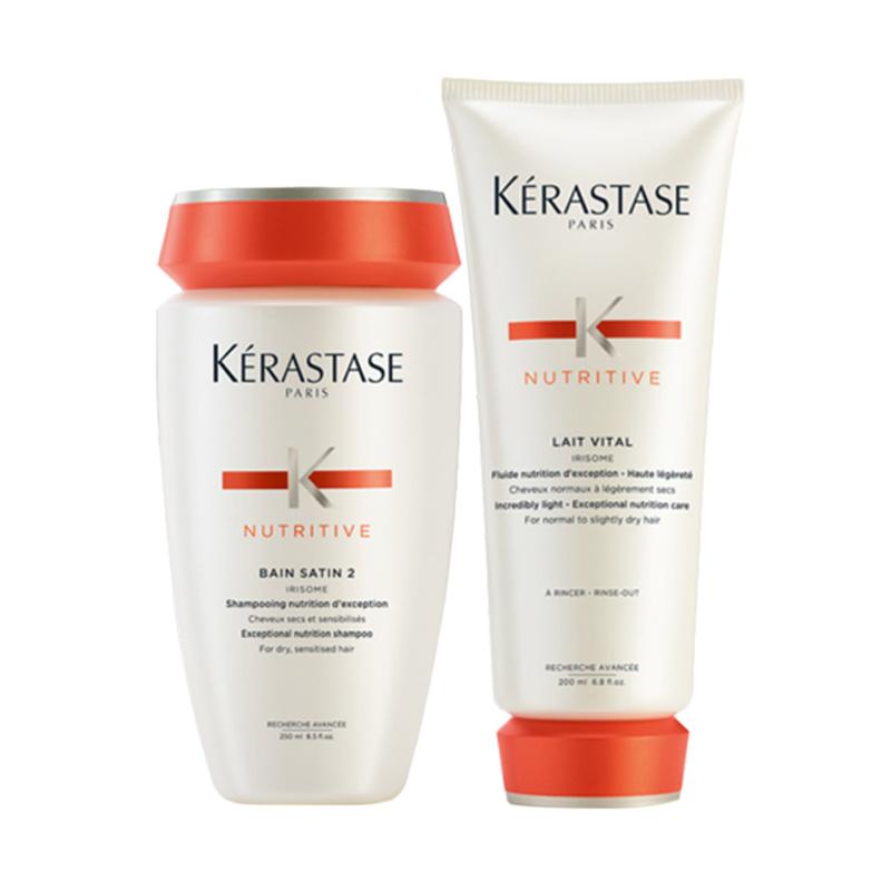 Jual Kerastase Nutritive Duo Paket Perawatan Rambut Bain Satin 2 250 Ml Lait Vital 200 Ml Murah Mei 2021 Blibli