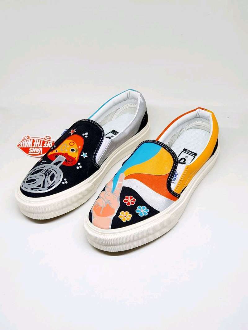 orange vans slip ons