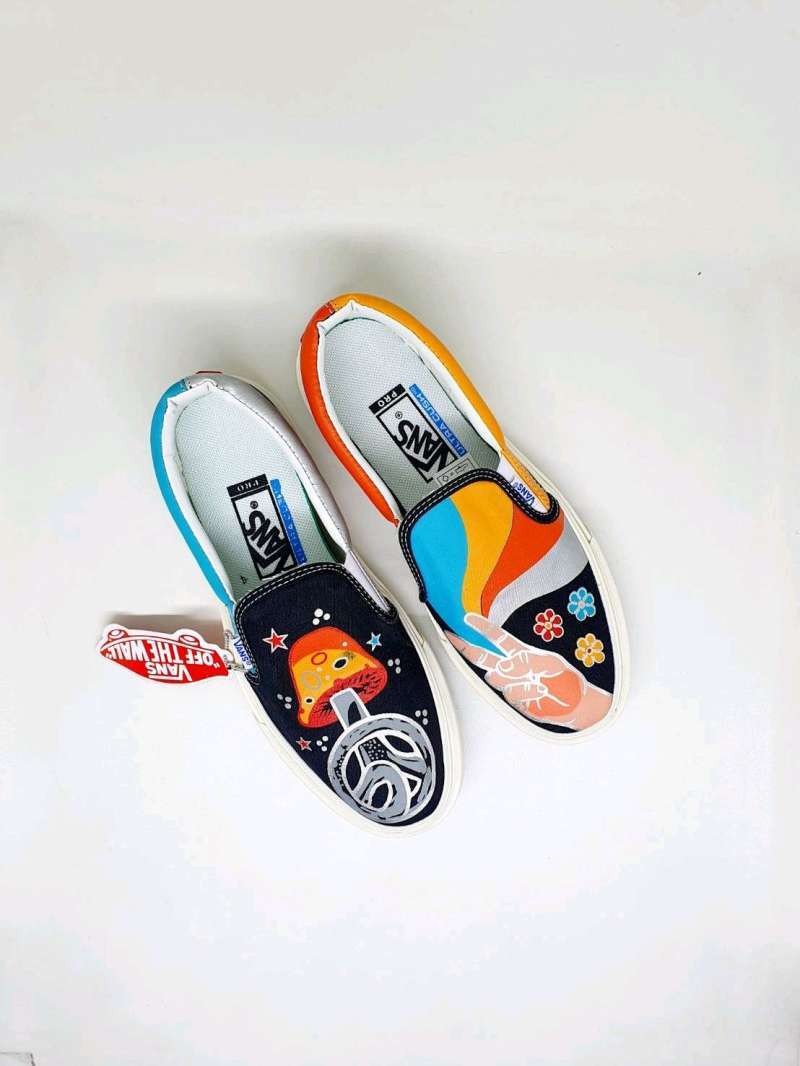 orange vans slip ons