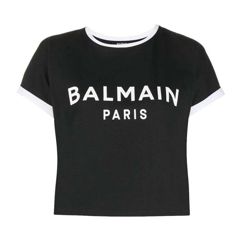 Balmain Cropped T-Shirt - Black Logo 