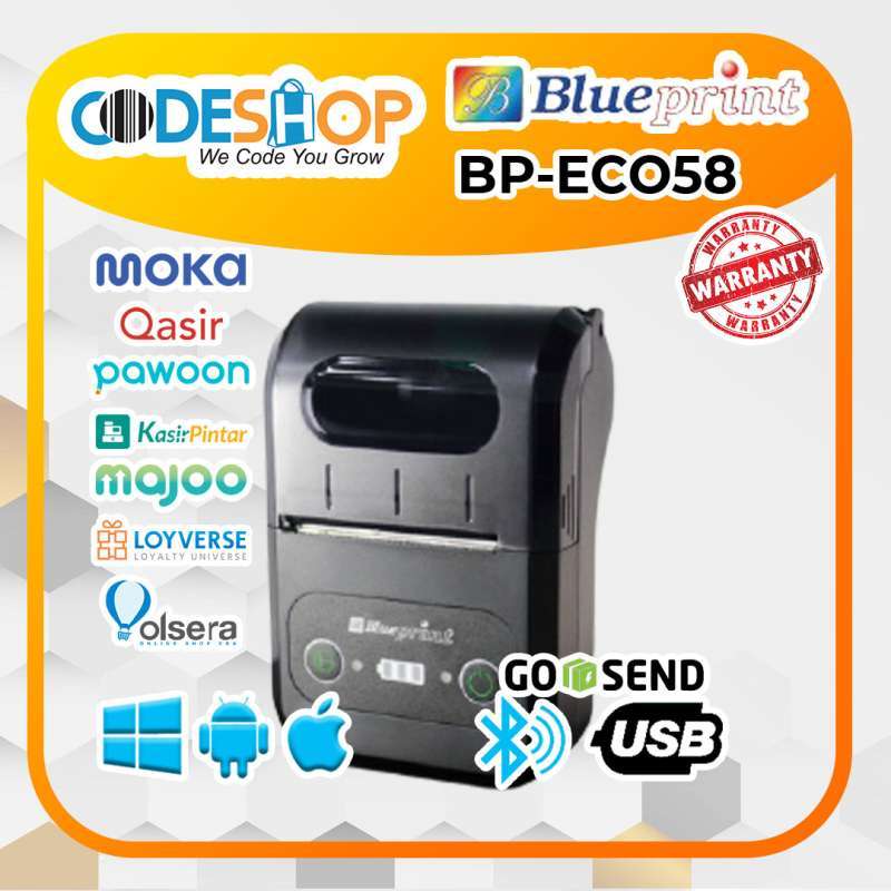 Printer thermal blueprint bp-eco58 Usb bluetooth 58mm label barcode PPOB