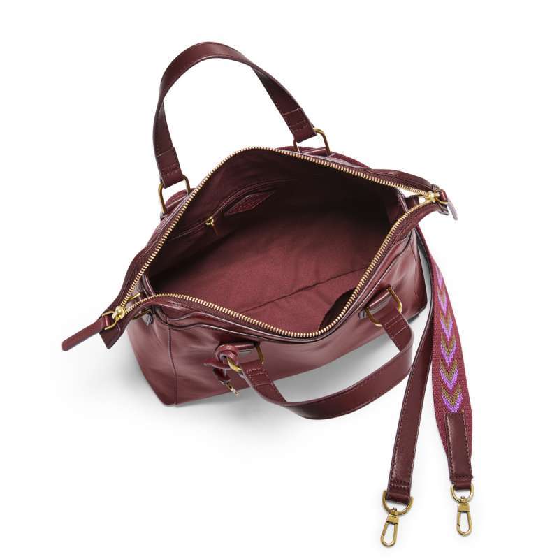 Promo Fossil Jacqueline Satchel Wine 