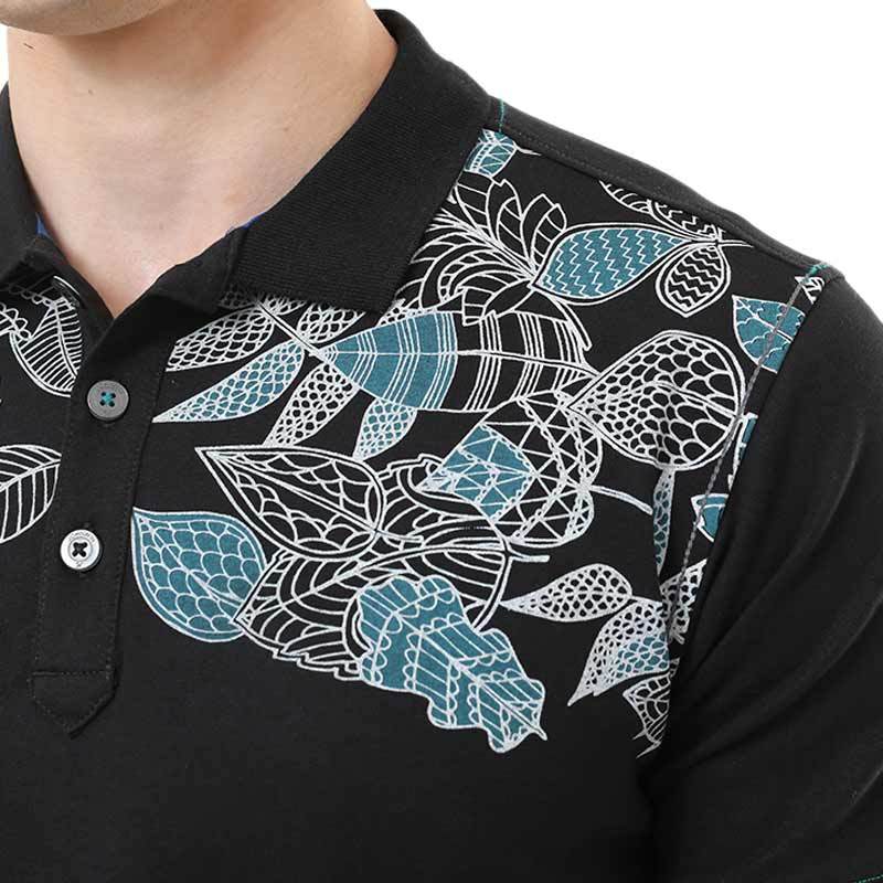 Jual Johnwin Slim Fit Polo Active Corak Daun Hitam Ats 625 M219