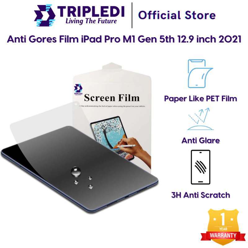 TRIPLEDI Anti Gores Film iPad Pro M1 inch Gen 5th 2021 Pelindung Layar  Tablet Apple IOS 3H Hardness Paper Like PET Matte Screen Guard Protector