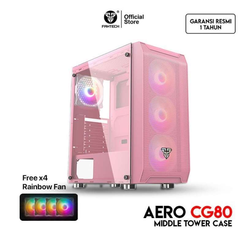 PC Gaming Case PINK FREE 4 FAN RGB 