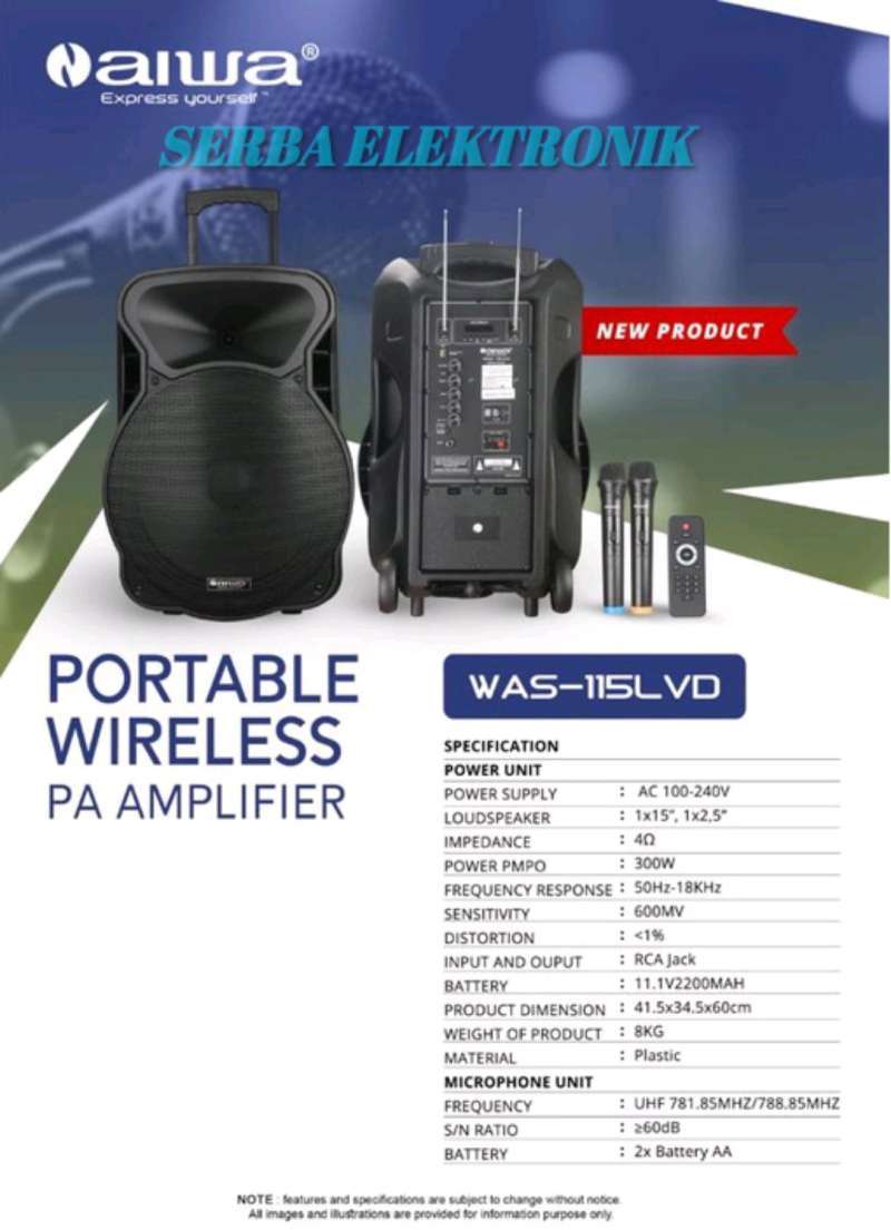 Speaker portable aiwa 15 inch store