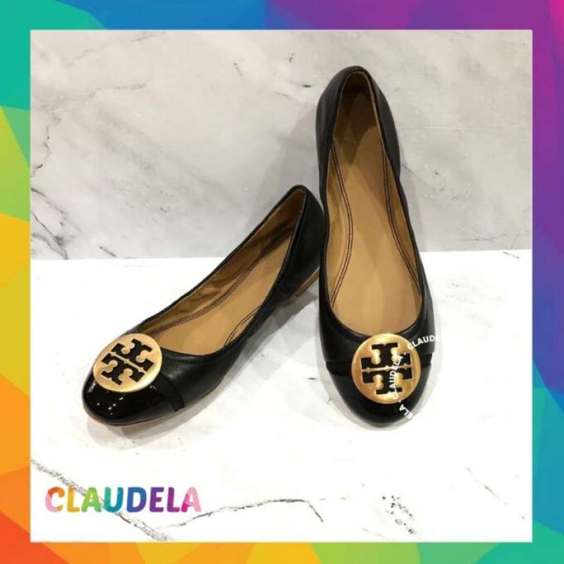 Jual TORY BURCH Minnie Cap Toe Ballet Shoes in Perfect Black