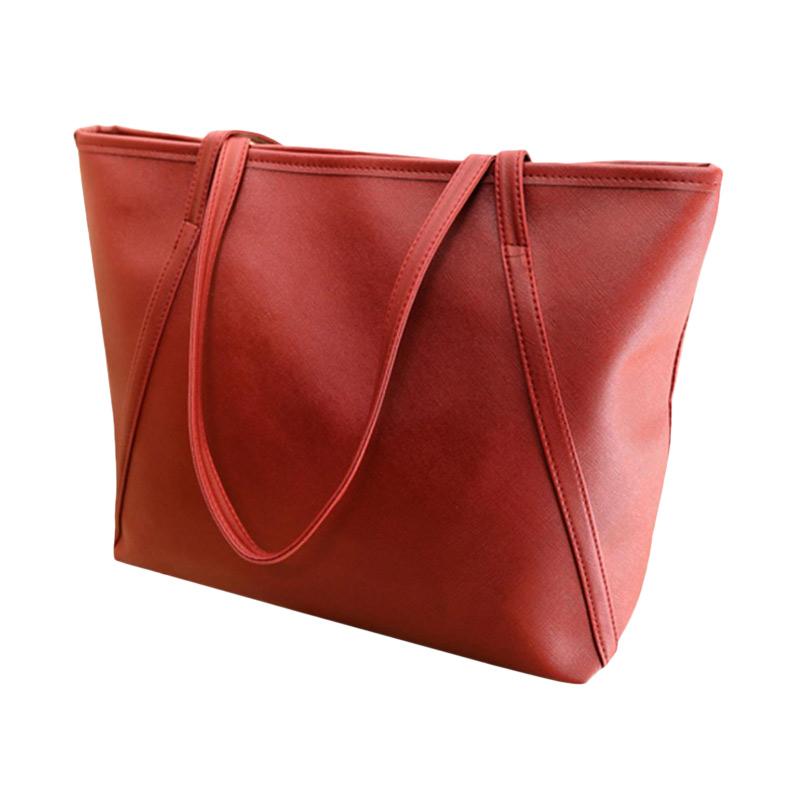 Jual Bluelans Faux Leather Solid Color Tote Bag Zipper Big Fashion Women Shoulder Bag Purple Online Desember 2020 Blibli