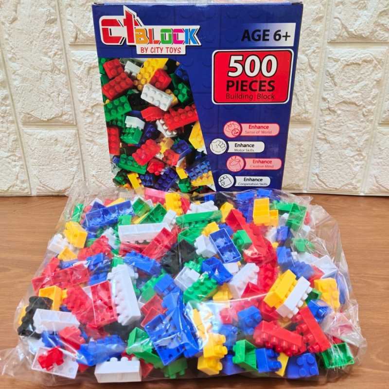 Mainan Edukasi Anak Lego Block isi 500 Balok Susun CT Block
