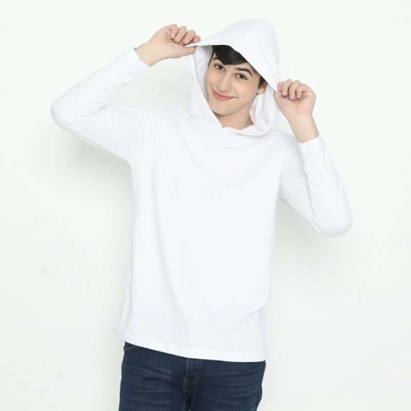 Jual Kaos Polos Hoodie Lengan Panjang Putih Merek Solop di Seller