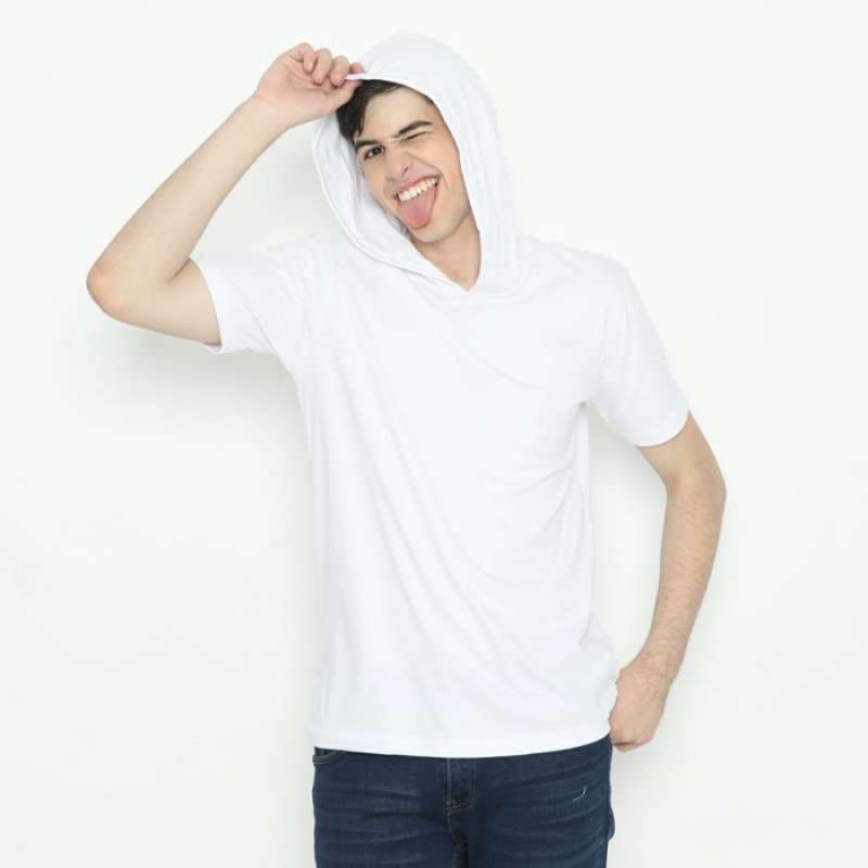 Kaos Polos Hoodie Lengan Pendek Putih Merek Solop