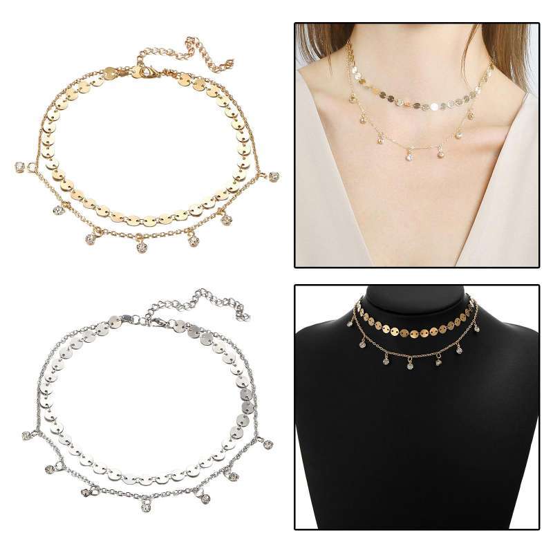 Promo 2pcs Sparkly Sequin Necklace 