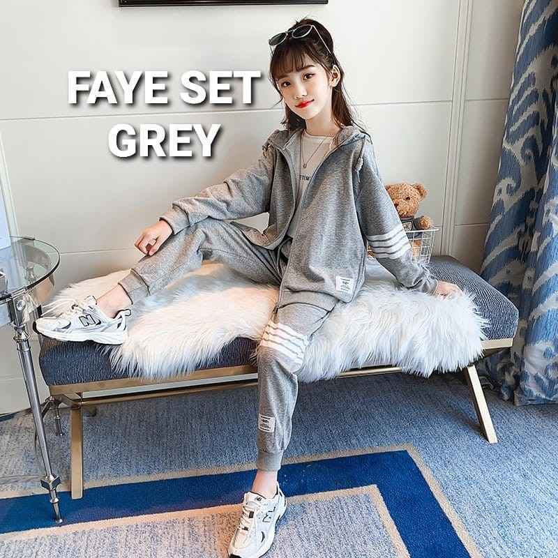BAJUKIDDIE FAYE SET BAJU SETELAN HOODIE TRAINING ANAK REMAJA KOREA