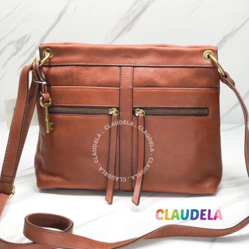 Jual FLASH SALE FOSSIL Caitlyn Crossbody in Brown Leather di