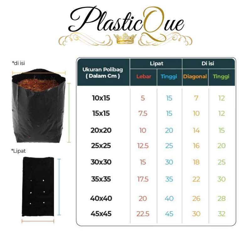 Plastik Polybag Tanaman Hitam 500 Gram Tebal 10X15CM 20X20CM 25X25CM  30X30CM 35X35CM 40X40CM 45X45CM 50X50CM