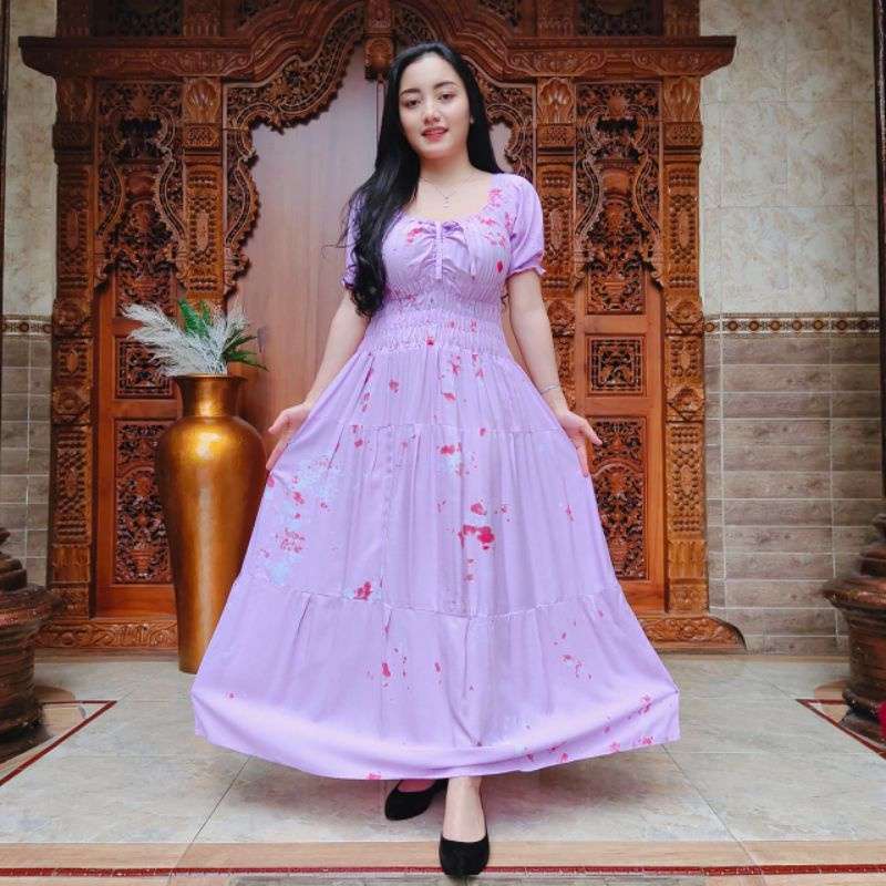 Jual Dress Daster Sandora Panjang Motif Tie Dye Modern Serut Lengan Pendek Rayon Super Premium Bali Terbaru Kekinian Pakaian Baju Dres Murah Wanita Cewek Pink Di Seller Aiza Bali Karangmulyo