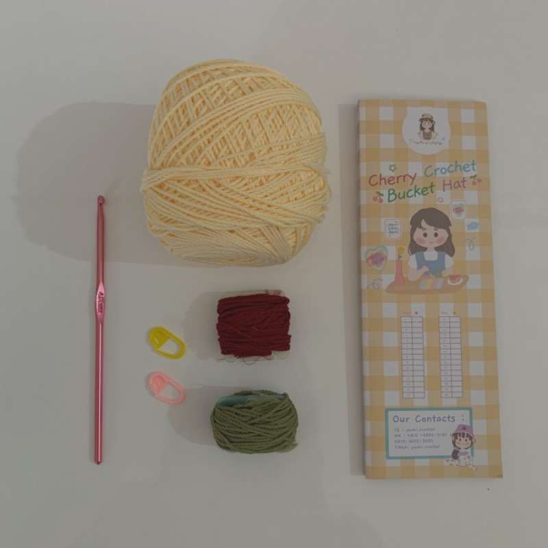 Promo DIY KIT Cherry Crochet Bucket Hat 