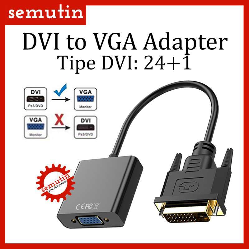 Converter DVI DVI-D 24+1 Male to VGA Female Adapter Monitor HDTV Cable  Konektor Connector Dual