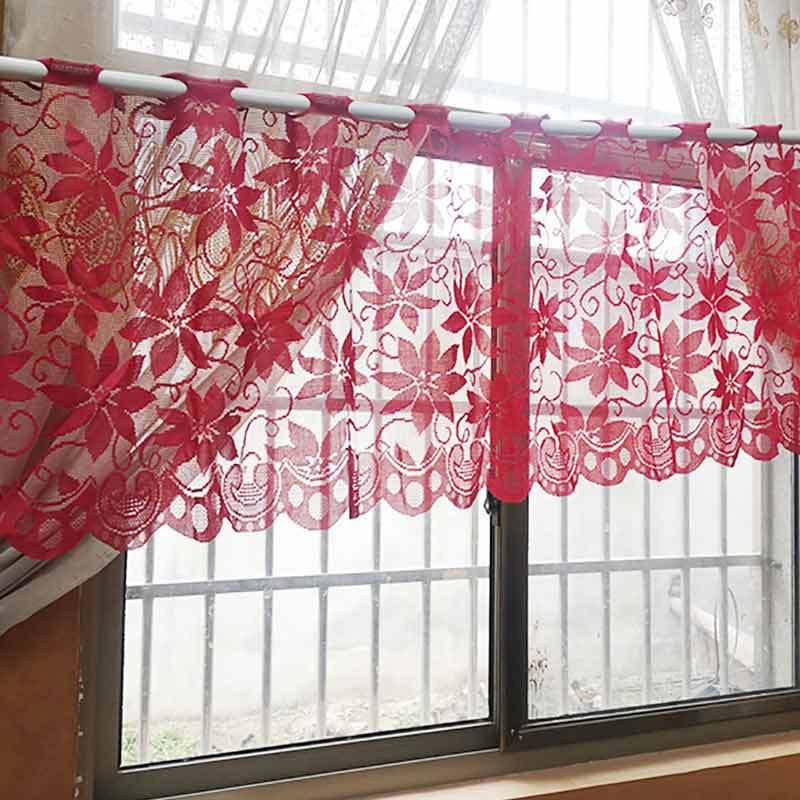 Jual Beautiful Flower Christmas Lace Curtain Door Window Drape