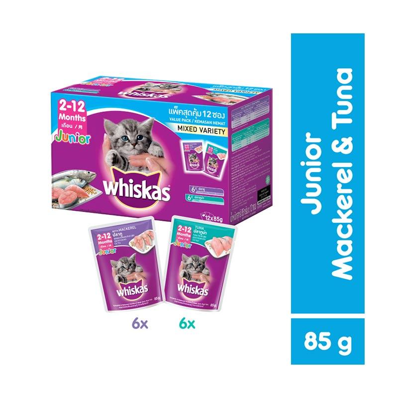 Jual Whiskas Makanan Kucing Basah Multipack Pouch Kitten 6 Pcs Junior Mackerel Pouch 85 G Dan 6 Pcs Junior Tuna Pouch 85 G Online Oktober 2020 Blibli Com