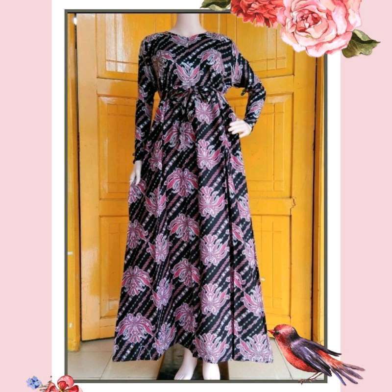 Gamis Batik Wanita Baju Muslim Wanita Long dress Batik