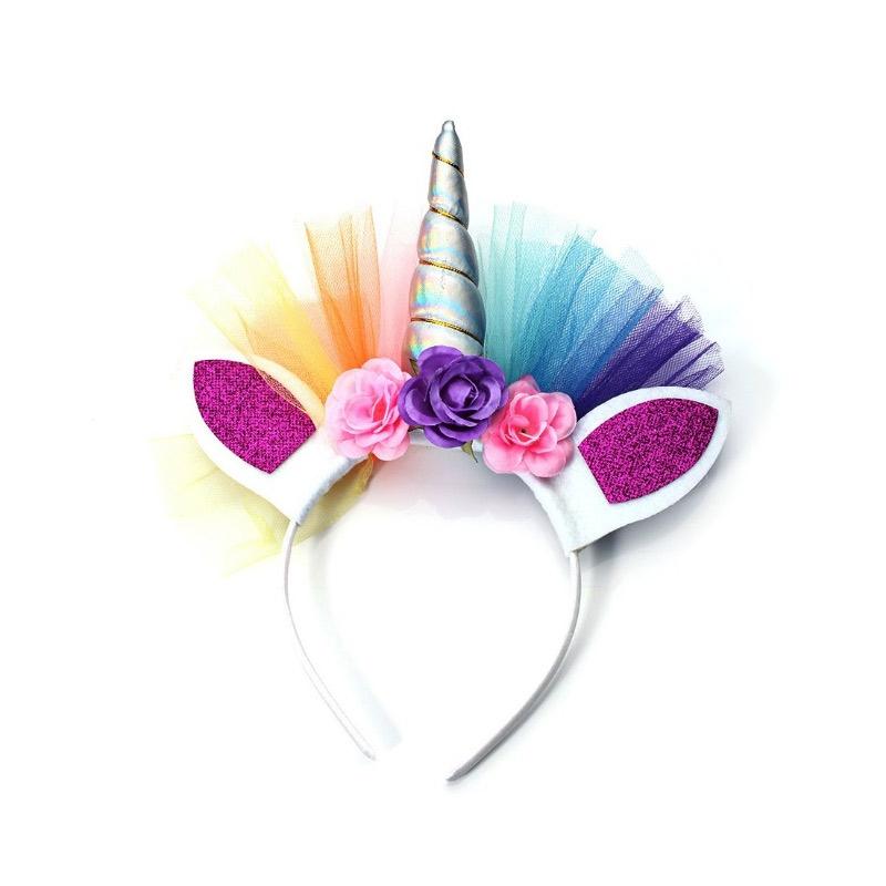 Jual Eds Princess Party Elastic Flower Lace Unicorn Horn Headbands