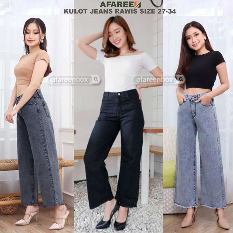 Jual Afareen Kulot Jeans Rawis Basic 