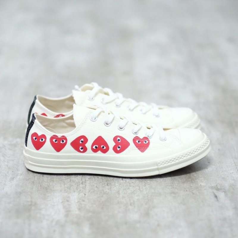 cdg converse multi heart white