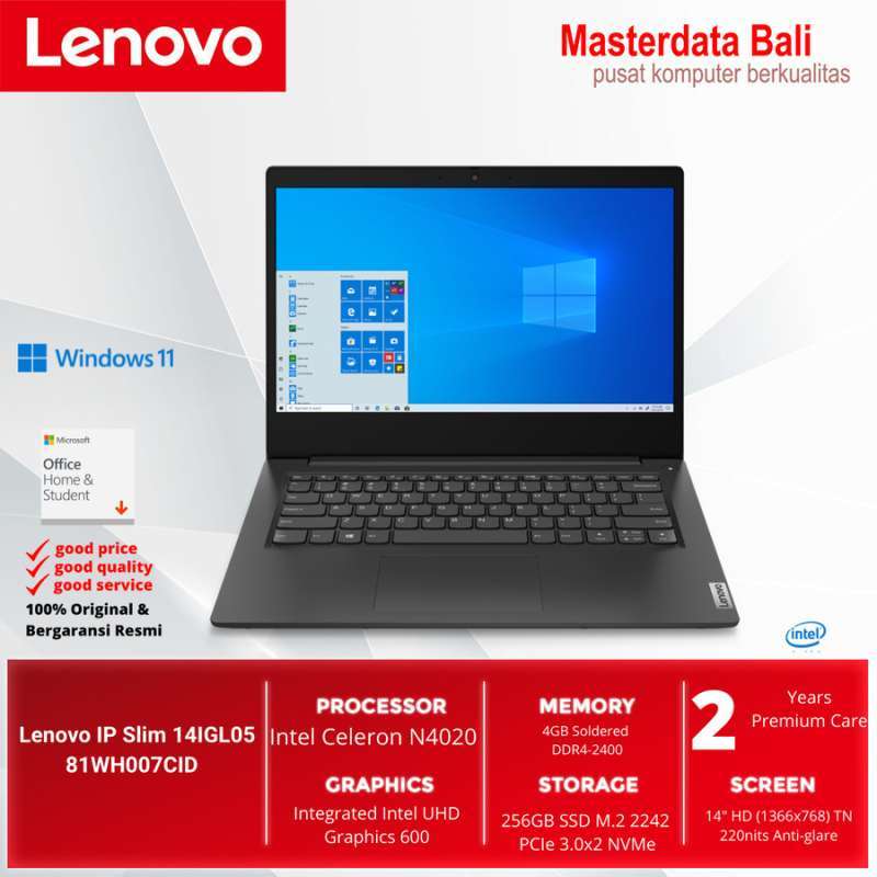 Laptop Lenovo Ideapad Slim3 3i-14IGL05 81WH007CID Black