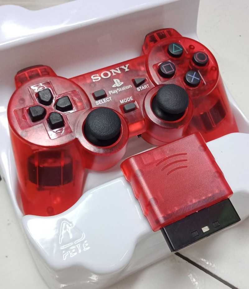 Stik Stick PS2 Wireless Transparan Merah