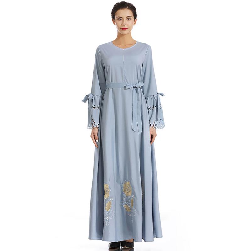 Jual Eds Kaftan Noble Elegant High Waist Embroidered Abaya Women Muslim Maxi Dress Online Januari 2021 Blibli