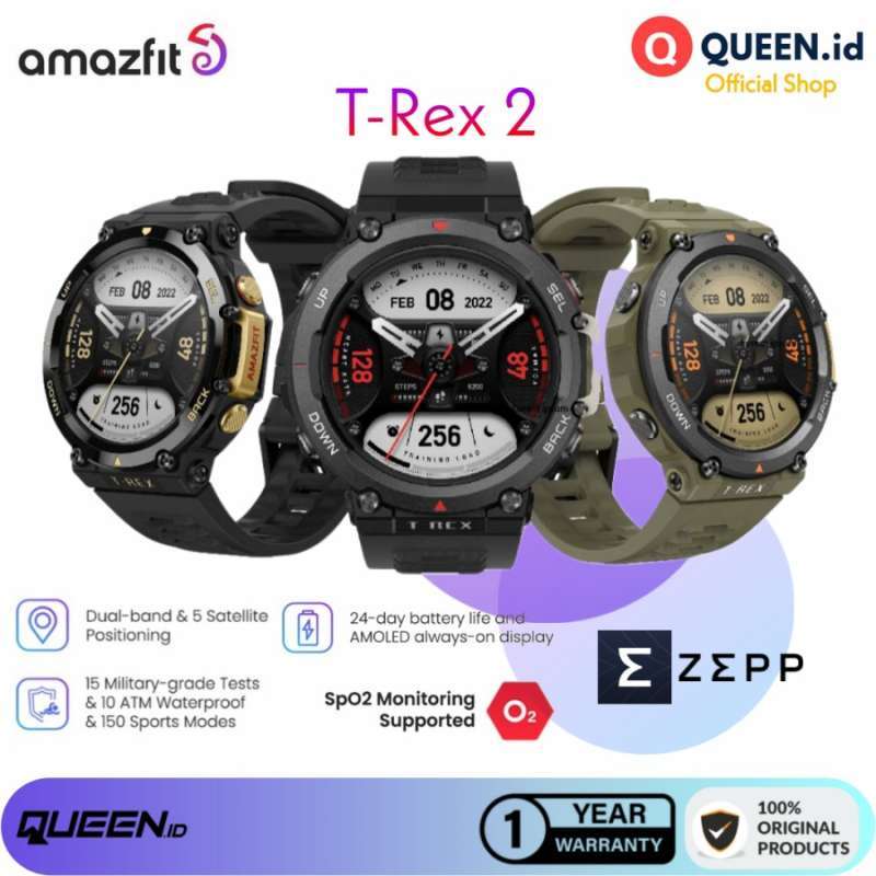Jual Amazfit T REX 2 Smart Watch AMOLED Screen 5 GPS Satellite