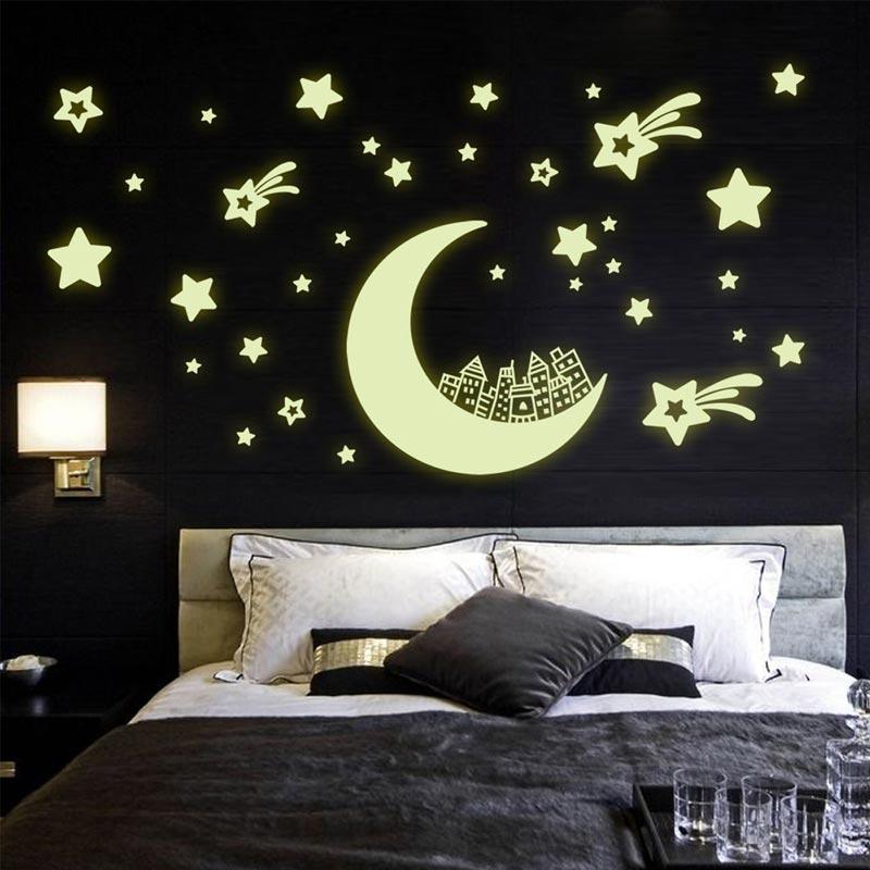 Jual Eds Y0016 Star Moon Wall Stickers Black 30 X 45 Cm Online