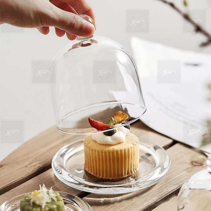 Cake Plate Glass Cupcake Stand With Dome Lid EMH Mini Display Cake