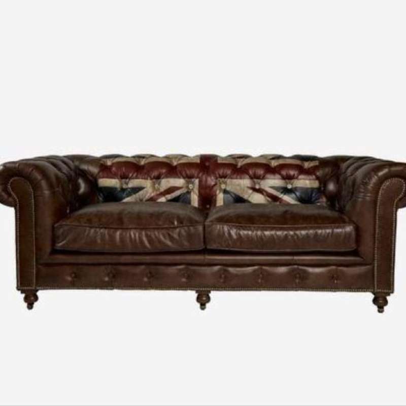 Jual IDEA Sofa Chesterfield Kulit Asli 3 2 Seater Sof Mewah di