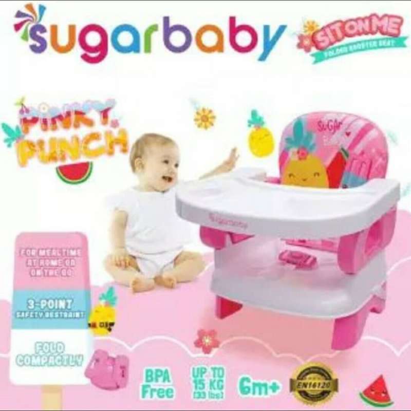 booster seat sugar baby kursi makan bayi murah kursi makan lipat PINK Coklat non bubble TERBAIK
