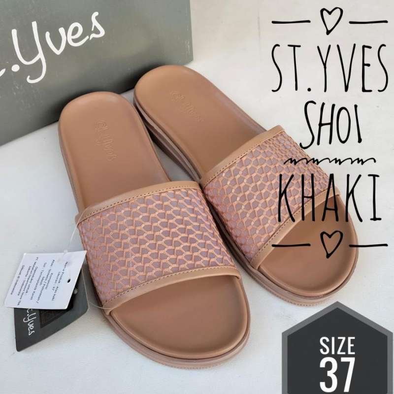 Jual Sandal Slip Wanita Original St.Yves Brand Matahari Sh01 Khaki