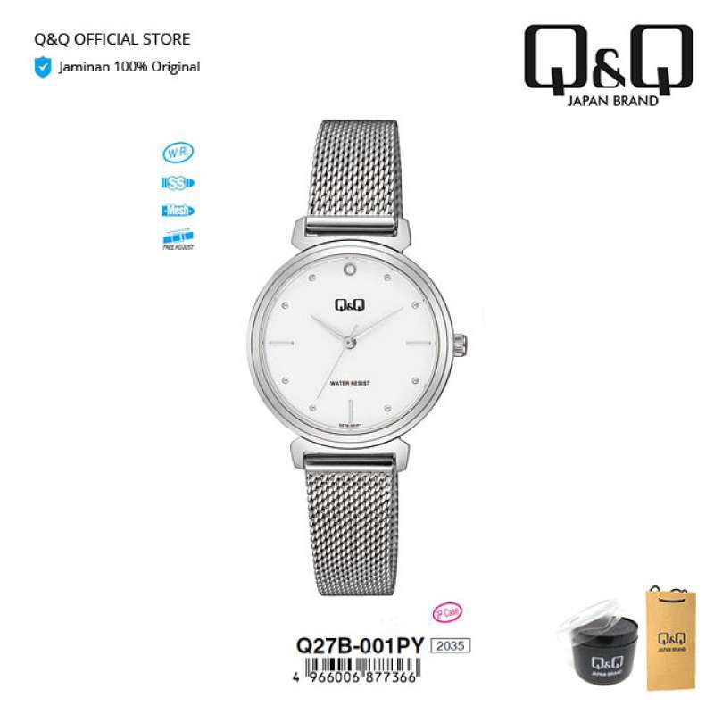 Q&Q QnQ QQ Jam Tangan Arloji Wanita Fashion Analog Stainless Steel Q27  Q27B Water Resist BAR