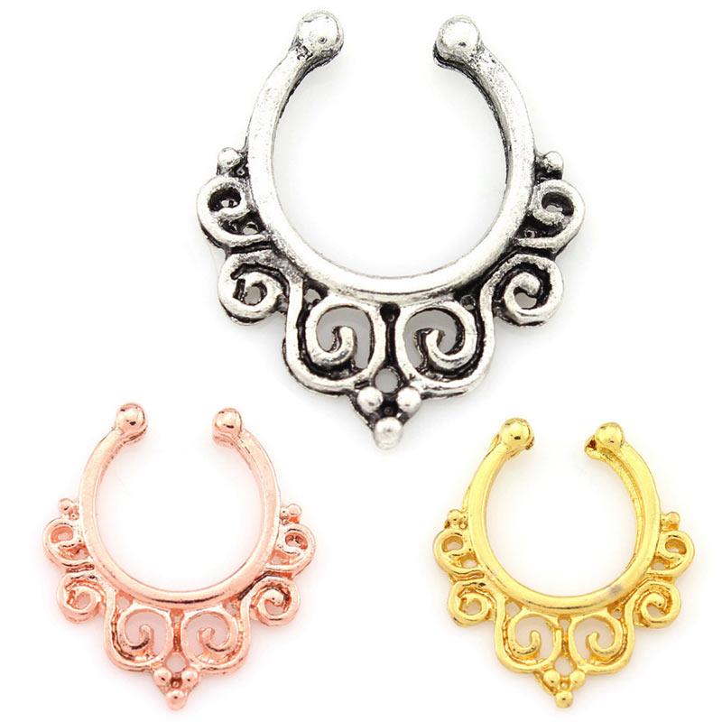 Jual H Ikea Clicker Fake Septum Nose Clip Stud Vintage Hoop Fake Nose Ring Faux Piercing Body Jewelry Multicolor 3 Pcs Online November 2020 Blibli Com