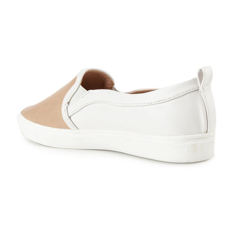 white slip on heels