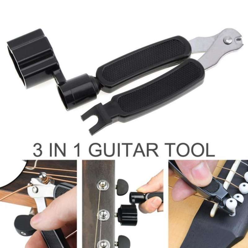 Enrouleur De Cordes Guitare 3 En 1 – Coupe-cordes Et Extracteur De Broches – Pour Guitare, Ukulélé, Banjo – Noir