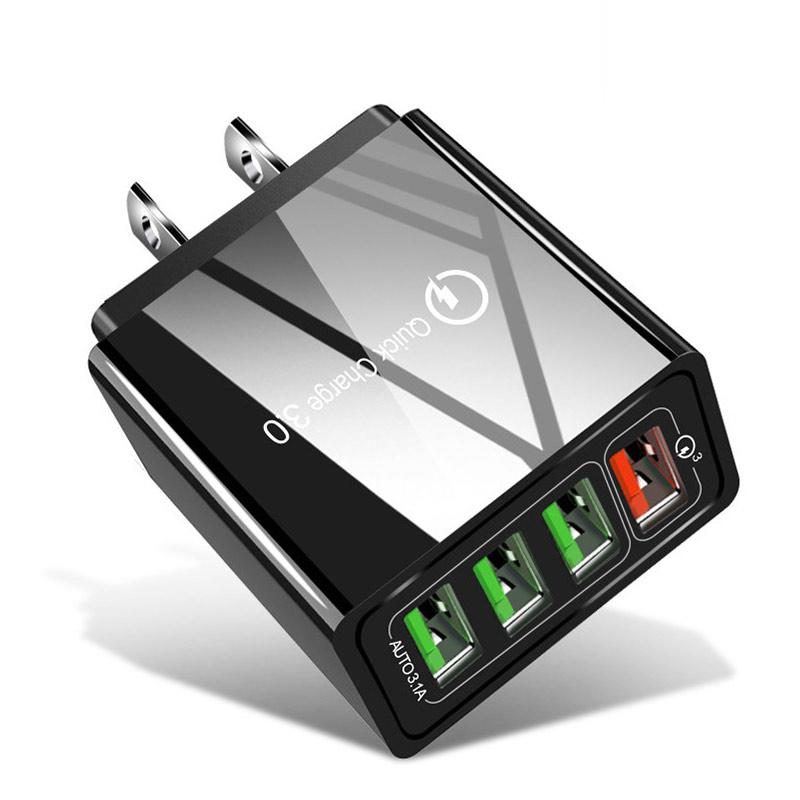 eds 4 usb wall charger us plug travel qc 3 0 power adapter for iphone 11 pro max huawei p30 pro 30 w fast charging