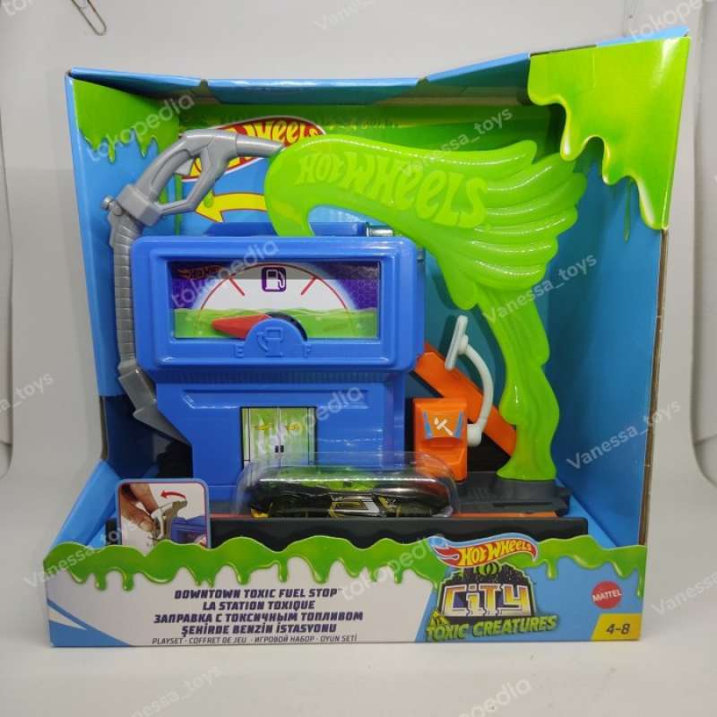 Promo Hot Wheels City Downtown Playset Toxic Fuel Stop Diskon 50