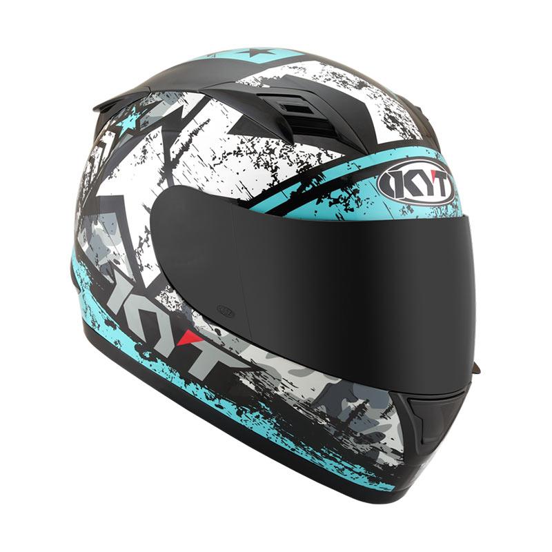 Promo KYT R 10 Helm - 3 Black Aqua Blue 