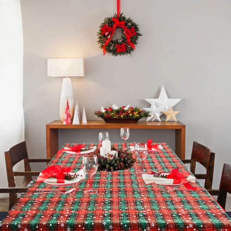 Jual Oem Christmas Cotton Tablecloth Plaid Dining Table Covers Linen Fabric Decor Online Oktober 2020 Blibli Com