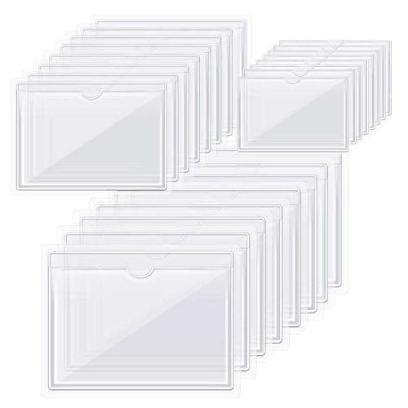 24 Pieces Self-Adhesive Label Holder Pockets Index Card Pockets