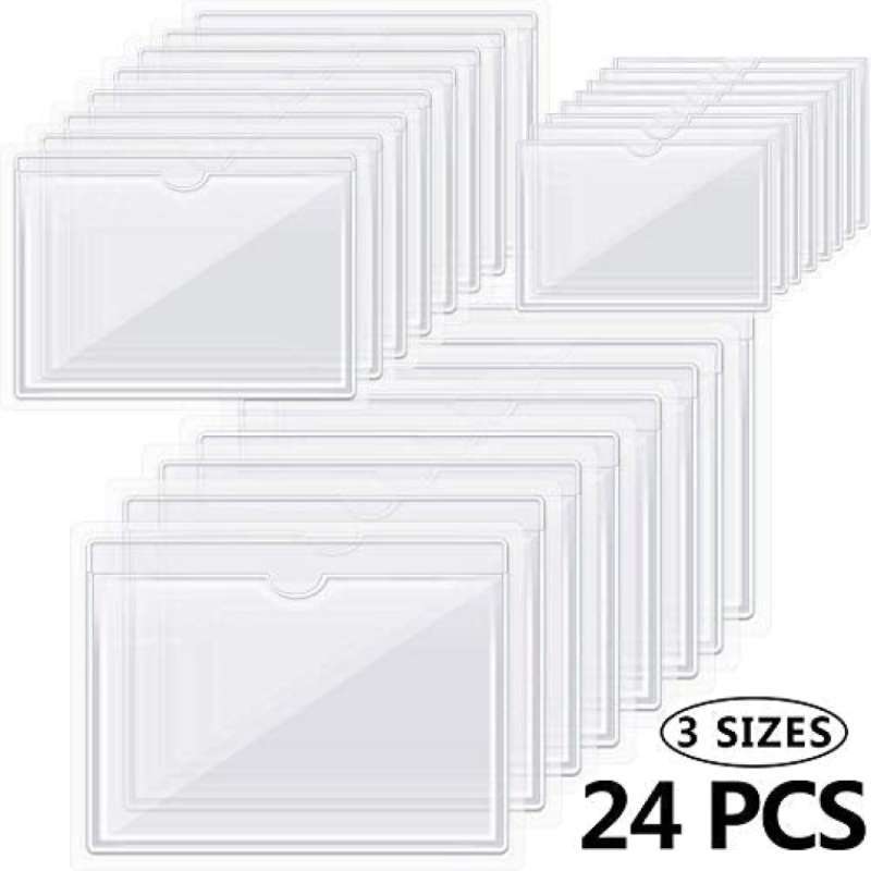 Jual 24 Pieces Self-Adhesive Label Holder Pockets Index Card ...