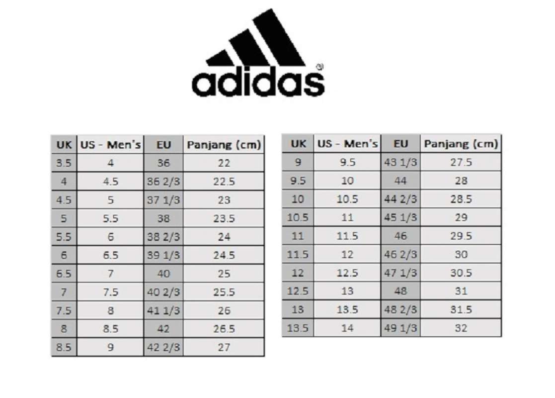 Size chart online adidas falcon
