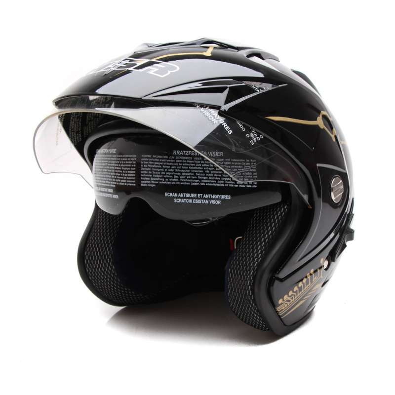 Double visor helm outlet